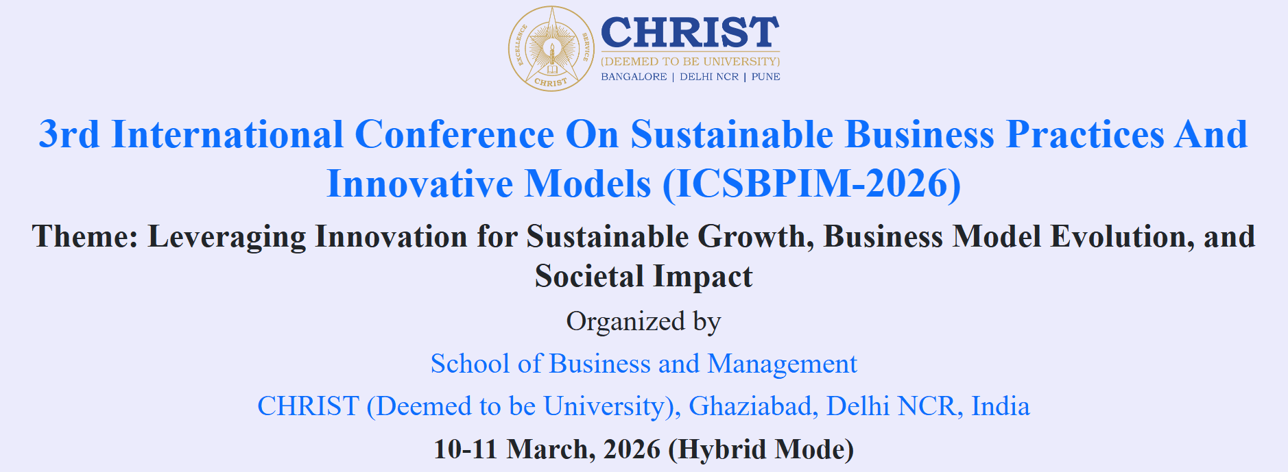 3rd International Conference On Sustainable Business Practices And Innovative Models (ICSBPIM-2026) - Hybrid