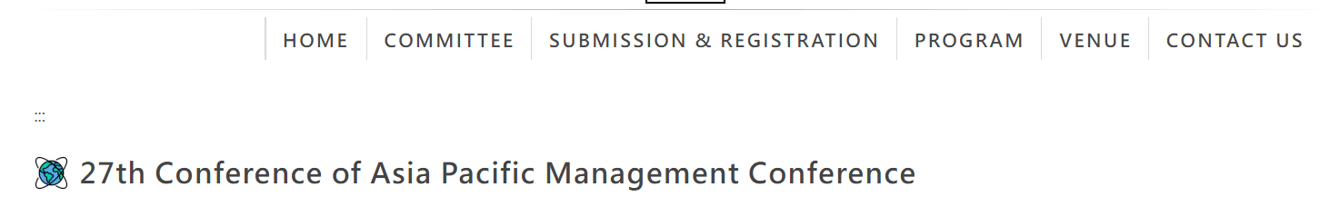 27th Conference of Asia Pacific Management Conference