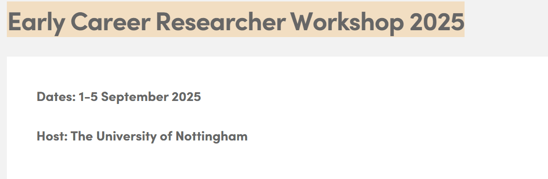 Early Career Researcher Workshop 2025